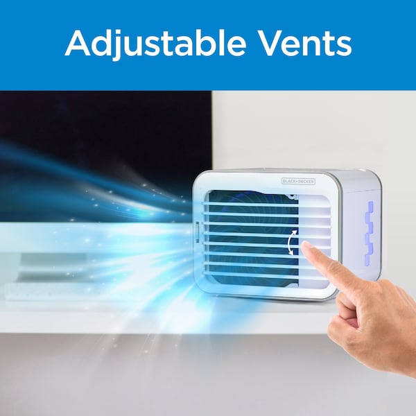 Black & Decker Desktop Air Cooler, Personal Portable Fan, 3-Speeds, Evaporative Air Cooler with 0.5L Water Tank - BDMC10