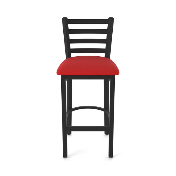 Holland Bar Stool Co 25" Stationary Counter Stool, Black Wrinkle, Canter Red Seat - 40025BW011
