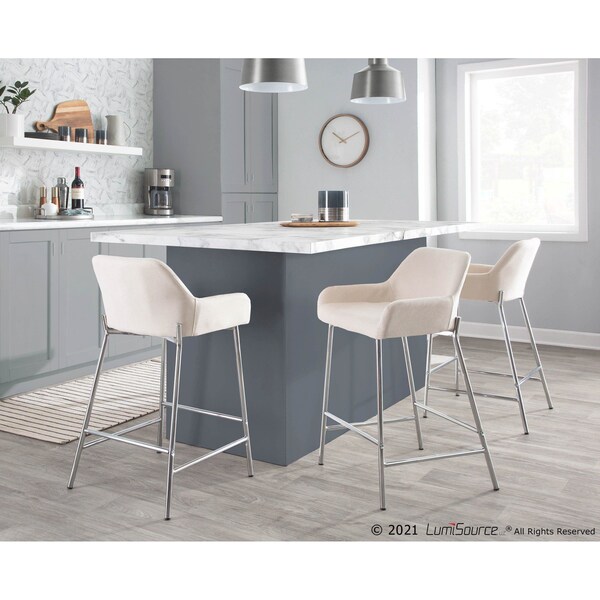Lumisource Daniella Fixed-Height Counter Stool - Set of 2 PR - B24-DNLA2 CHRMCR2