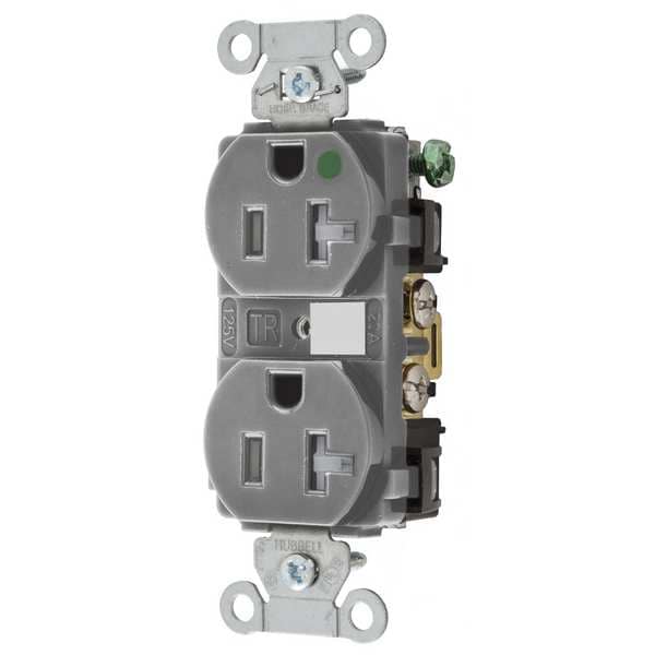 Hubbell 20A Duplex Receptacle 125VAC 5-20R GY - 8300GYTRA