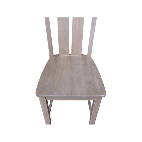 International Concepts Ava Solid Wood Counter Height Bar Stool - 24" Seat Height - Washed Gray Taupe - S09-132