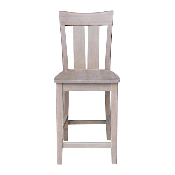 International Concepts Ava Solid Wood Counter Height Bar Stool - 24" Seat Height - Washed Gray Taupe - S09-132