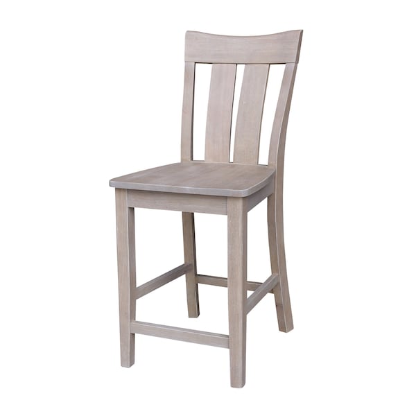 International Concepts Ava Solid Wood Counter Height Bar Stool - 24" Seat Height - Washed Gray Taupe - S09-132