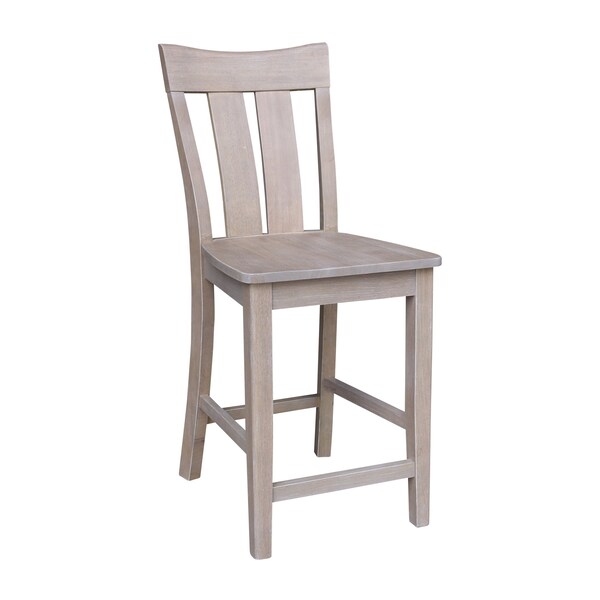 International Concepts Ava Solid Wood Counter Height Bar Stool - 24" Seat Height - Washed Gray Taupe - S09-132