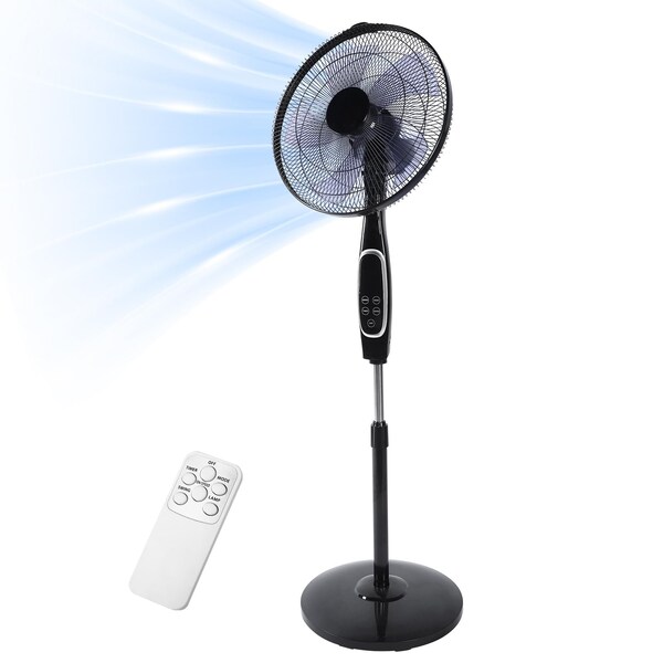 Edendirect 20 in. 3 Fan Speeds Stand Fan in Black with Adjustable Height, Remote Control and Timer - IR-STAND16RC02