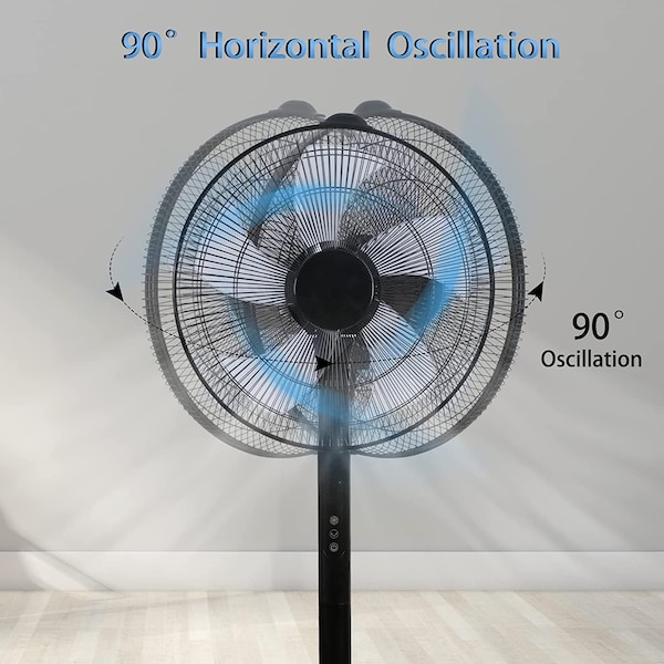 Edendirect 14.5 Inch Adjustable Pedestal Stand Fan with 12 Speed , Remote Control, 90deg Oscillation, Timer - IR-STAND1601WRC