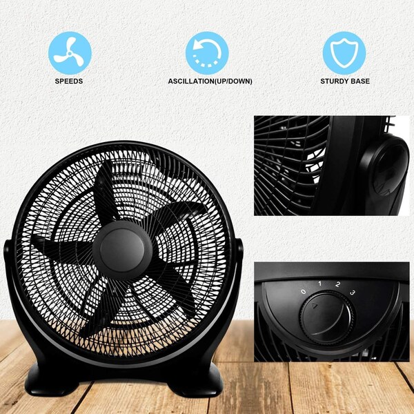 Edendirect 18 in. 3-Fan Speeds Floor Fan in Black with Quiet - IR-W1134P207752