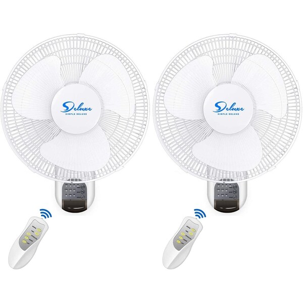 Edendirect 16-Inch Digital Wall Mount Fan with Remote Control, 3 Oscillating Modes, 3 Speeds, 2PK - IR-WALLDIGIT16X2
