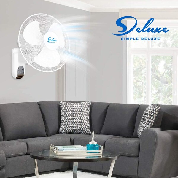 Edendirect 16-Inch Digital Wall Mount Fan with Remote Control, 3 Oscillating Modes, 3 Speeds, 2PK - IR-WALLDIGIT16X2