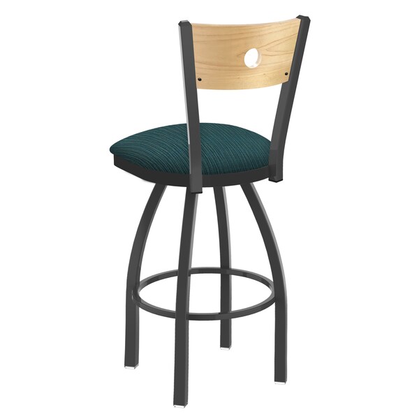 Holland Bar Stool Co 25" Swivel Counter Stool, Pewter Finish, Nat Back, Graph Tidal Seat - 83025PWNATMPLB022