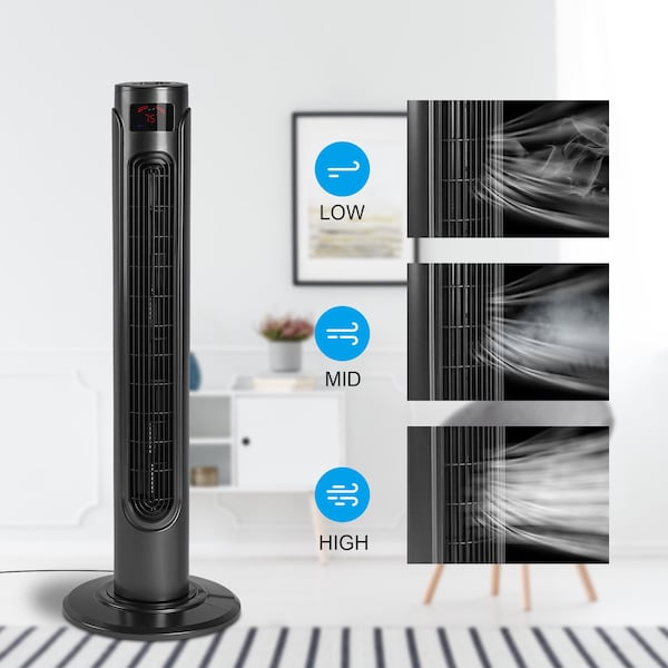 Edendirect 36 Inch Cooling Tower Fan with 3 Speed Settings and  Timer, 70 Degree Auto Oscillating with Remote - IR-TOWER37RCG