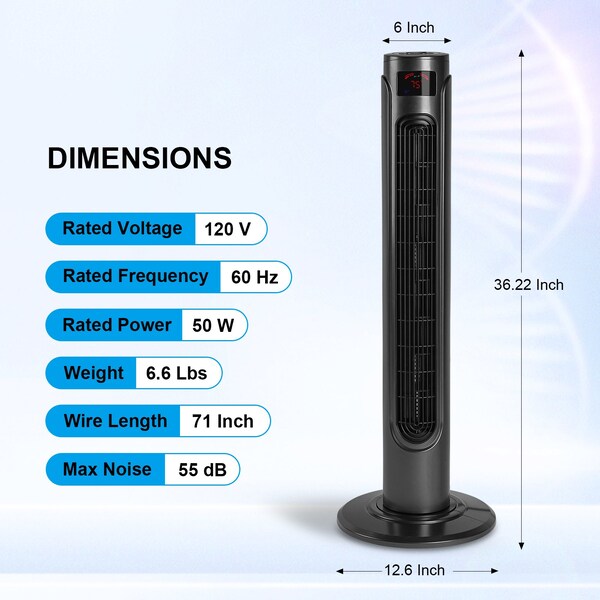 Edendirect 36 Inch Cooling Tower Fan with 3 Speed Settings and  Timer, 70 Degree Auto Oscillating with Remote - IR-TOWER37RCG