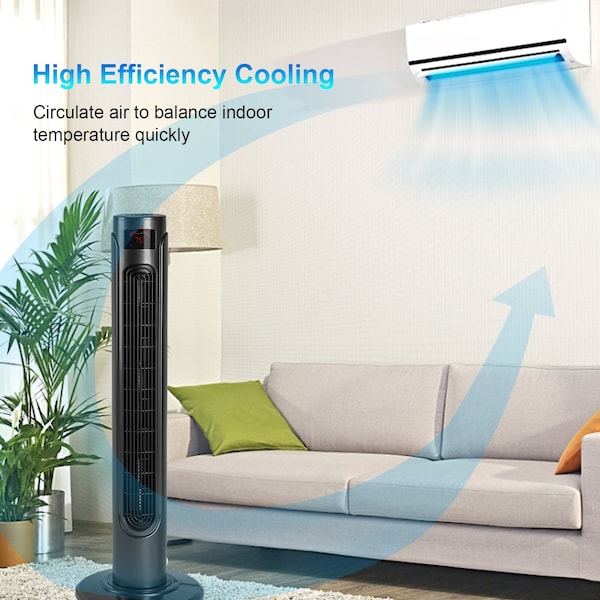Edendirect 36 Inch Cooling Tower Fan with 3 Speed Settings and  Timer, 70 Degree Auto Oscillating with Remote - IR-TOWER37RCG
