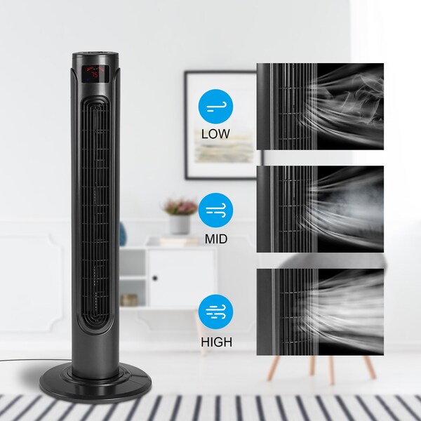 Edendirect 36 Inch Cooling Tower Fan with 3 Speed Settings and  Timer, 70 Degree Auto Oscillating with Remote - IR-TOWER37RCG