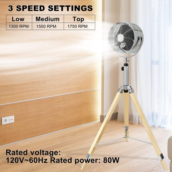 Edendirect 10 in. Tripod Pedestal Fan, 3-Speed Adjustment, Multiple Wide Angle Standing Fan - IR-STANDRETRO10C