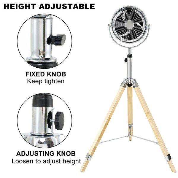 Edendirect 10 in. Tripod Pedestal Fan, 3-Speed Adjustment, Multiple Wide Angle Standing Fan - IR-STANDRETRO10C
