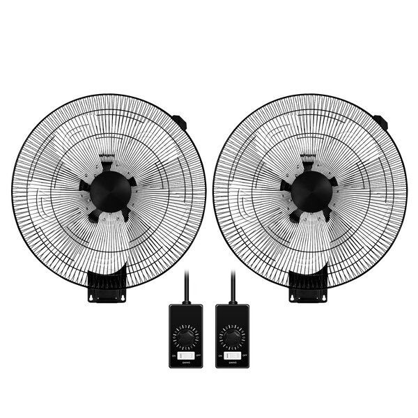 Edendirect 18in. Wall Mount Fan, 5-Speed, 90deg Oscillation, Adjustable Tilt, Commercial/Home Use, Black, 2PK - IR-WALLMOUNTPRO18RCX2