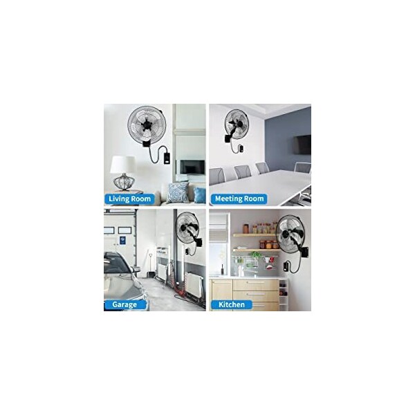 Edendirect 18in. Wall Mount Fan, 5-Speed, 90deg Oscillation, Adjustable Tilt, Commercial/Home Use, Black, 2PK - IR-WALLMOUNTPRO18RCX2