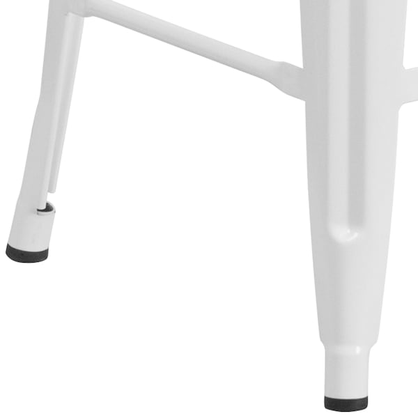 Flash Furniture Metal Counter Stool, 24", White, Seat Material: Wood - CH-31320-24-WH-WD-GG