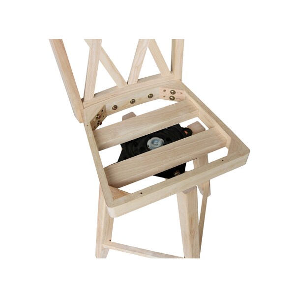 International Concepts Double "X" Back Counter Height Stool, Swivel 24" Seat Height, Unfinished - S-202SW