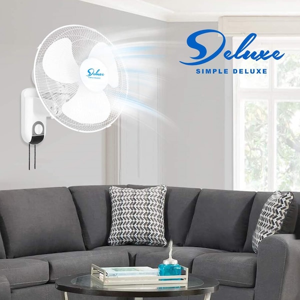 Edendirect 16 in Blade Dia Fans, 3 Speeds Speeds, White - IR-WALLBASIC16X2