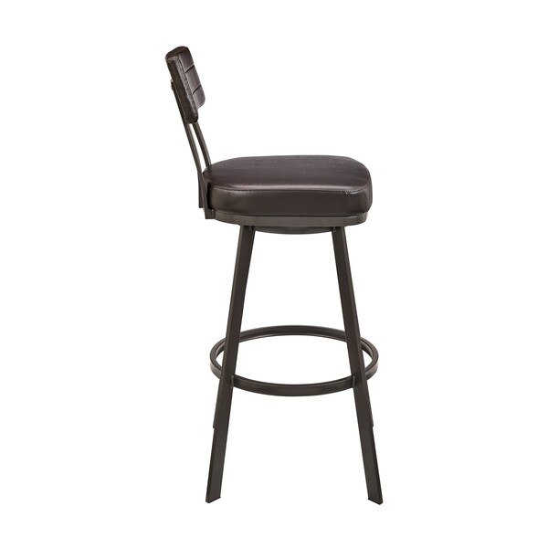 Armen Living Jinab Swivel Counter Stool in Brown Metal with Brown Faux Leather - 840254335240