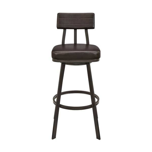 Armen Living Jinab Swivel Counter Stool in Brown Metal with Brown Faux Leather - 840254335240
