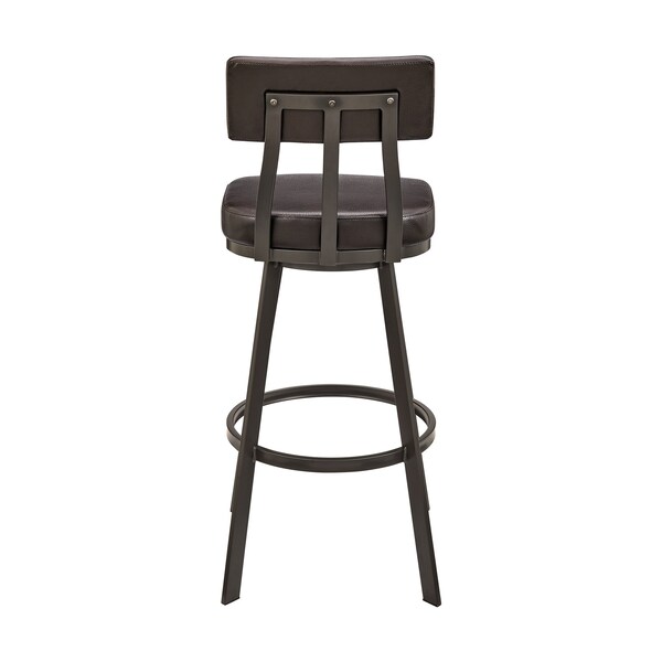 Armen Living Jinab Swivel Counter Stool in Brown Metal with Brown Faux Leather - 840254335240
