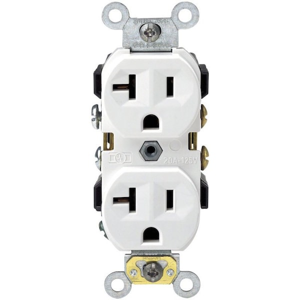 Leviton 20 amps 125 V Duplex White Outlet 5-20R - 0CR20-0WS