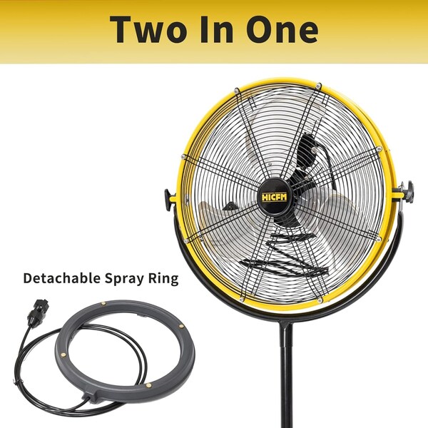 Edendirect 20 in. 3 Speeds Pedestal Fan in Yellow with IP44 Enclosed Motor - IR-FANP20TM