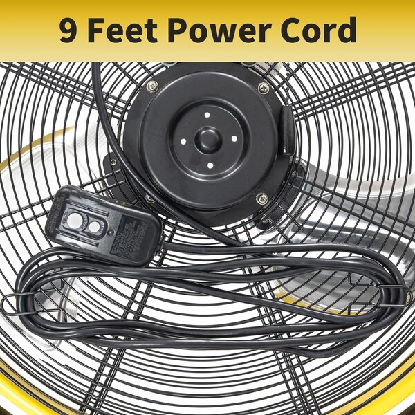 Edendirect 20 in. 3 Speeds Pedestal Fan in Yellow with IP44 Enclosed Motor - IR-FANP20TM