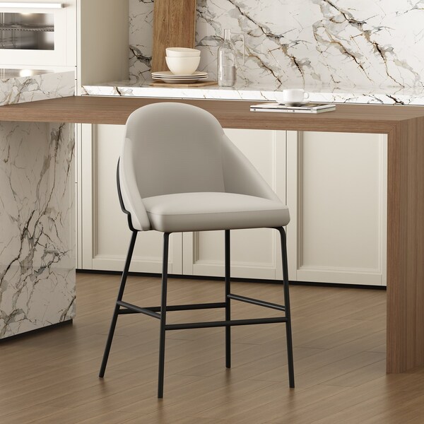 Manhattan Comfort Gracie Counter Stool  in Stone and Black - CS019-BST