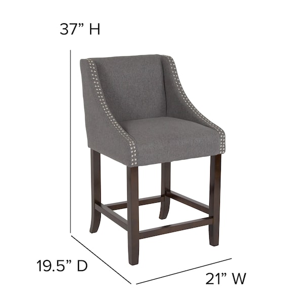 Flash Furniture Gray Fabric/Wood Stool, 24 - CH-182020-24-DKGY-F-GG