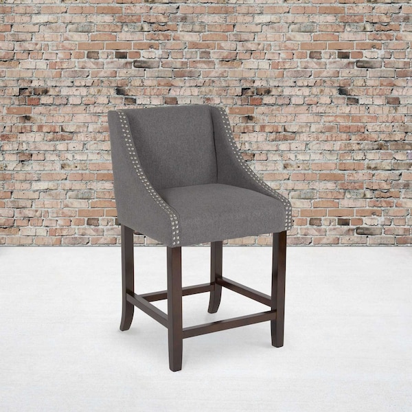 Flash Furniture Gray Fabric/Wood Stool, 24 - CH-182020-24-DKGY-F-GG