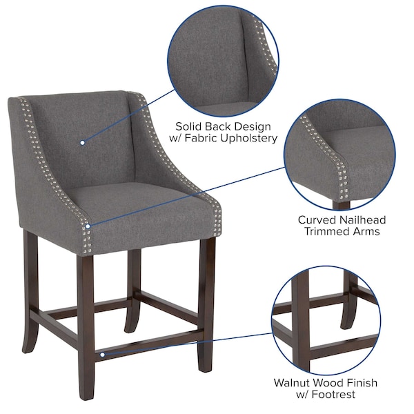 Flash Furniture Gray Fabric/Wood Stool, 24 - CH-182020-24-DKGY-F-GG