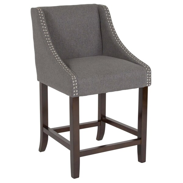 Flash Furniture Gray Fabric/Wood Stool, 24 - CH-182020-24-DKGY-F-GG