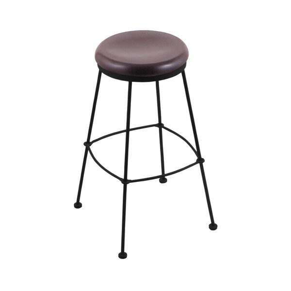 Holland Bar Stool Co 25" Stationary Counter Stool, Black Wrinkle, Dark Cherry Oak Seat - 303025BWDCOAK