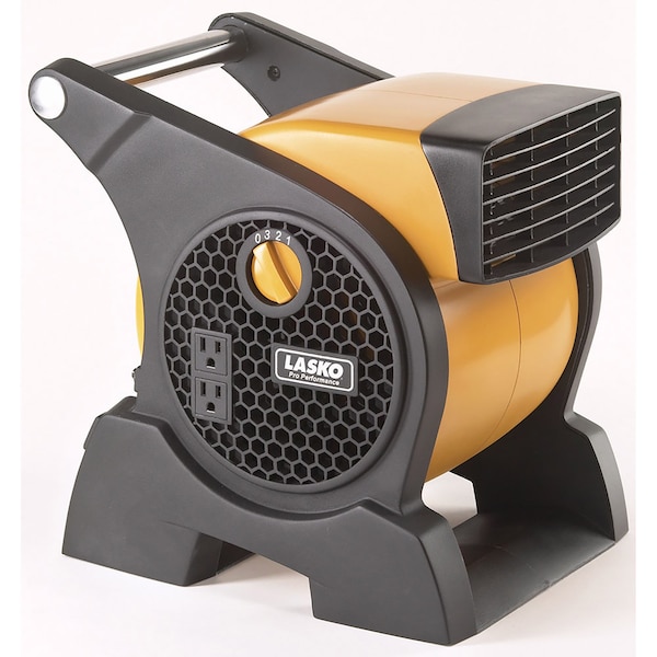 Almo Pro Performance H.V. Utility Fan with 3-Speeds, Carrying Handle, and Pivot Feature, Black/Yellow - 4900