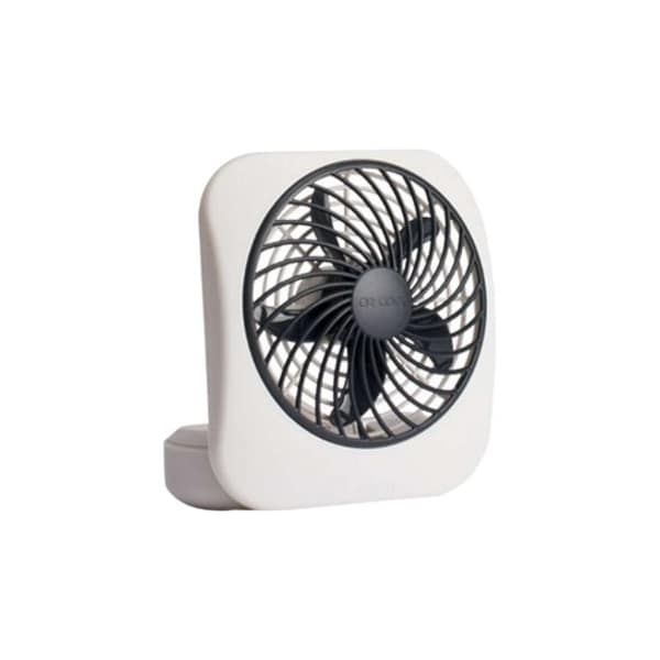 Treva/O2Cool 5" Blade Dia Table Fan, Non-Oscillating, 2 Speeds, 3VDC, White, FCC-Compliant Adapter - FD05805