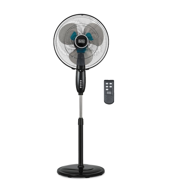 Black & Decker 16'' Oscillating Dual-Blade Stand Fan with Remote, Adjustable Height, Black - BFSD116B