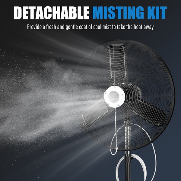 Iliving Adjustable-Height 30 in. 8400 CFM 120-Volt 1.8 Amp Oscillating Pedestal Fan with Misting Kit - ILG8P30M