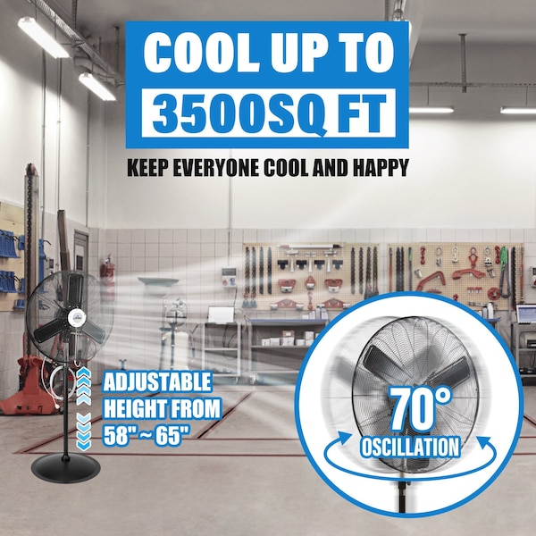 Iliving Adjustable-Height 30 in. 8400 CFM 120-Volt 1.8 Amp Oscillating Pedestal Fan with Misting Kit - ILG8P30M