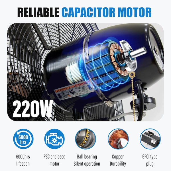 Iliving Adjustable-Height 30 in. 8400 CFM 120-Volt 1.8 Amp Oscillating Pedestal Fan with Misting Kit - ILG8P30M