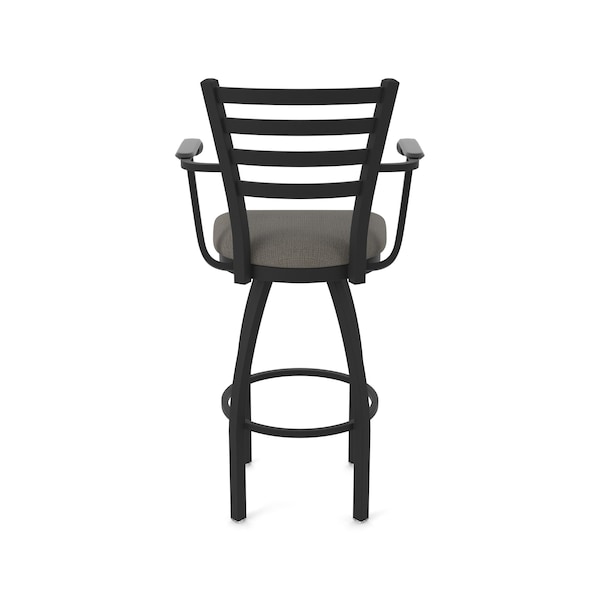 Holland Bar Stool Co Jackie with Arms 25 in. Swivel Counter Stool with Black Wrinkle Finish and Graph Chalice Seat - 415