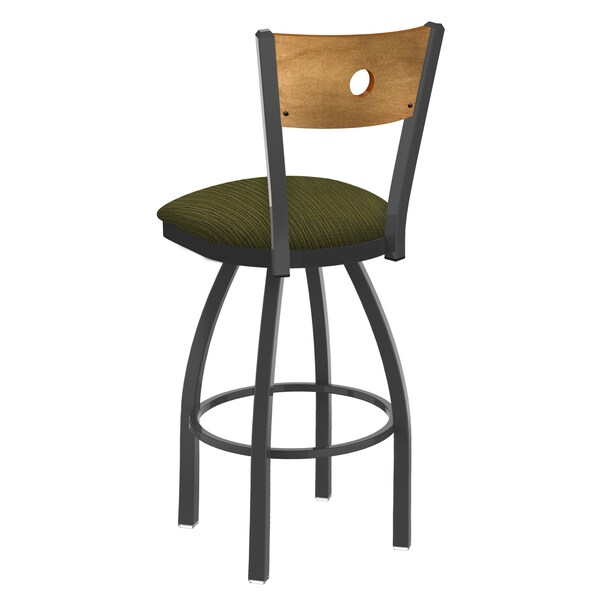 Holland Bar Stool Co 25" Swivel Counter Stool, Pewter Finish, Med Back, Graph Parrot Seat - 83025PWMEDMPLB015