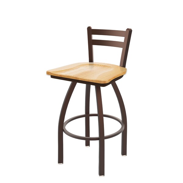 Holland Bar Stool Co 25" Low Back Swivel Counter Stool, Bronze Finish, Nat Oak Seat - 41125BZNATOAK