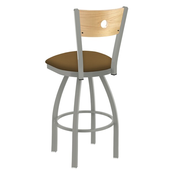 Holland Bar Stool Co 25" Swivel Counter Stool, Nickel Finish, Nat Back, Canter Saddle Seat - 83025ANNATMPLB012