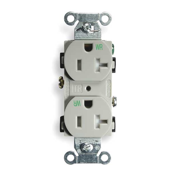 Hubbell 20A Duplex Receptacle 125VAC 5-20R GY - BR20GRYWRTR