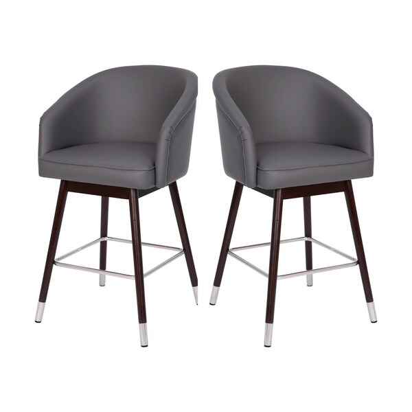 Flash Furniture 26" Gray LeatherSoft Barstool with Wood Legs, PK 2 - 2-AY-1928-26-GY-GG