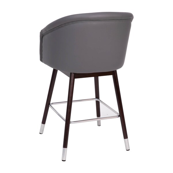 Flash Furniture 26" Gray LeatherSoft Barstool with Wood Legs, PK 2 - 2-AY-1928-26-GY-GG